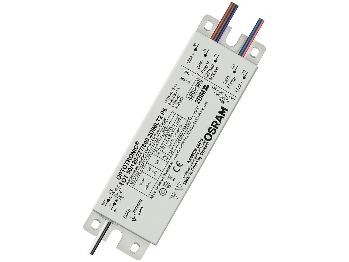 LED-Konverter OT 50/120…277/800 2DIMLT2 P 50W 350…800mA 168×50×30mm IP64