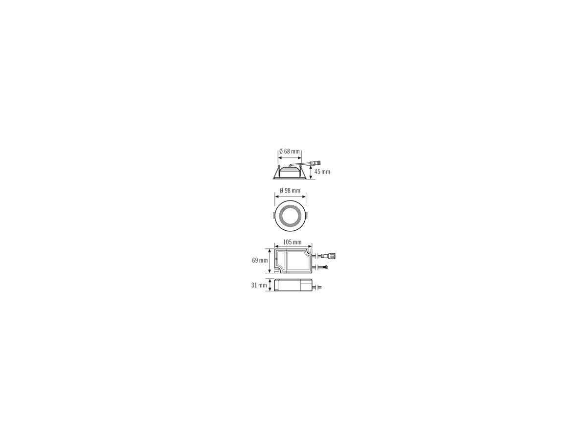 LED-Downlight ESYLUX ELSA-2 Ø98 DALI 5W 3000K, 500lm, weiss