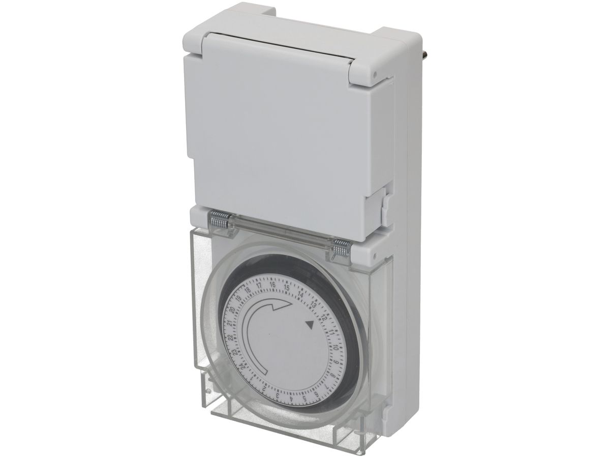 Steckdosenschaltuhr MAX HAURI analog 24h 1×Typ 13 10A 230V IP55 weiss