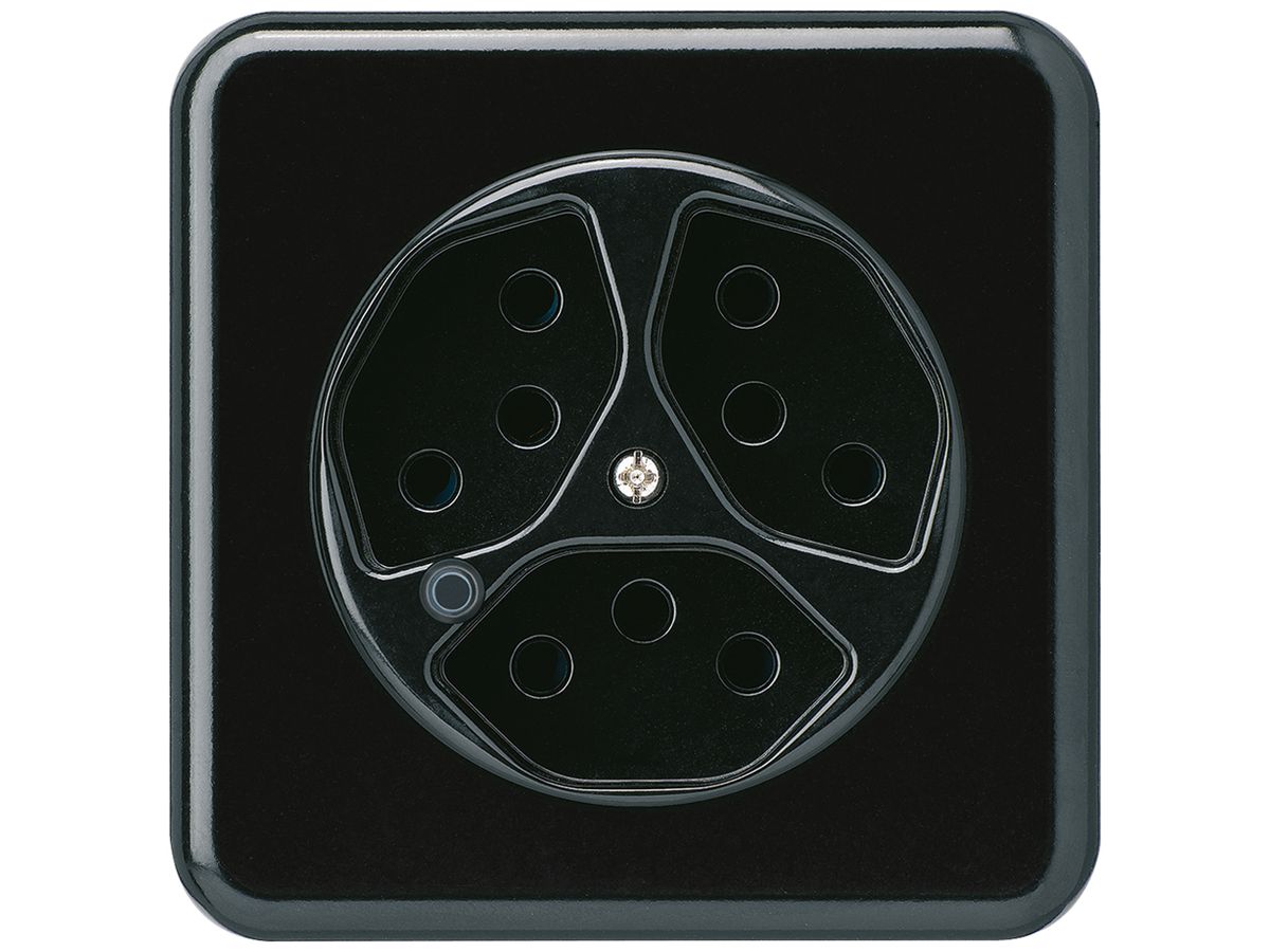 UP-Steckdose Hager basico 3×Typ 13 beleuchtet C schwarz
