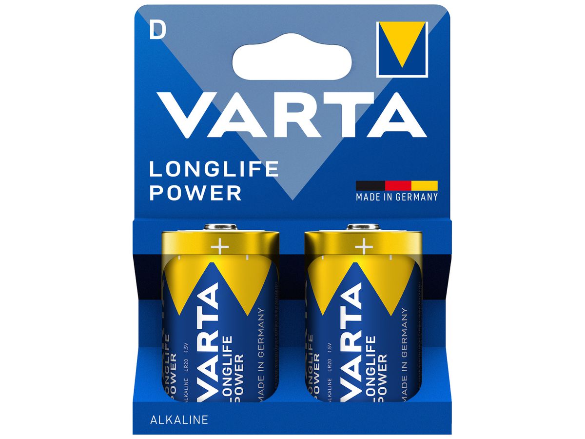 Batterie VARTA Consumer Longlife Power D Alkali-Mangan 1.5V Blister à 2 Stück