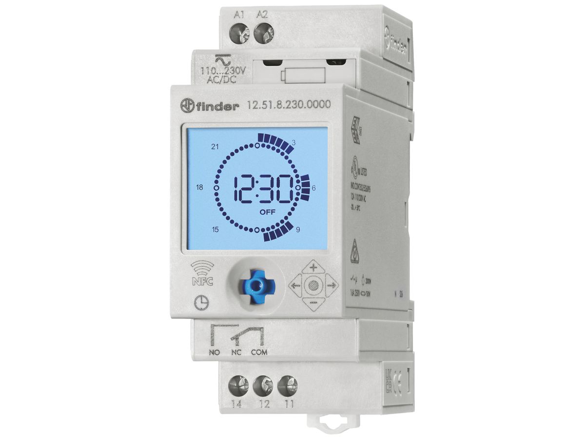 REG-Schaltuhr Finder 12.51, 1W 16A 230VAC NFC 2TE