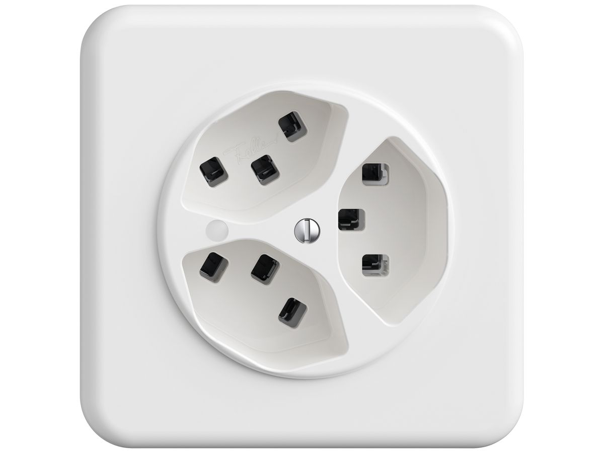 UP-Steckdose STANDARDdue SNAPFIX® 3×T23 mit LED ws