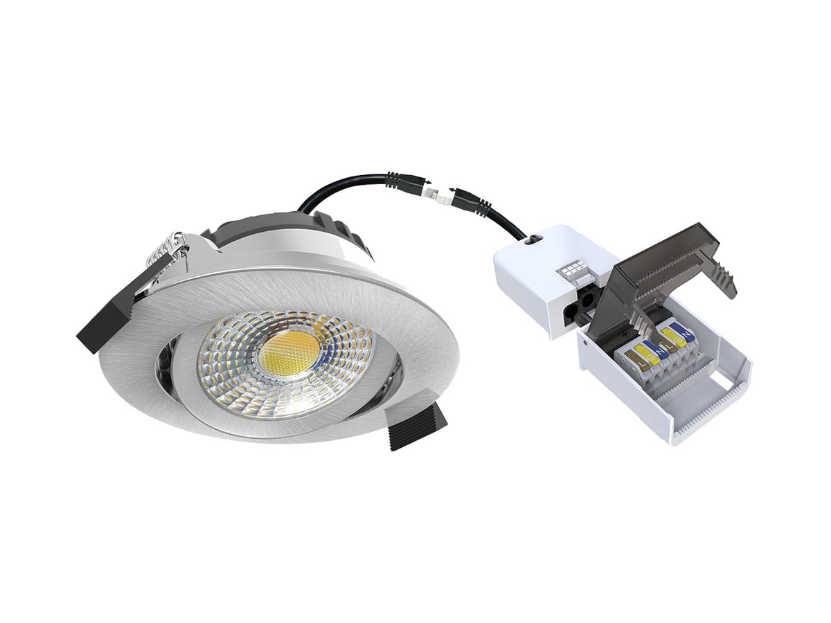 LED-Downlight DOTLUX CIRCLEmini-flat 6W 760lm 2700…4000K IP20/IP54 DIM edelstahl
