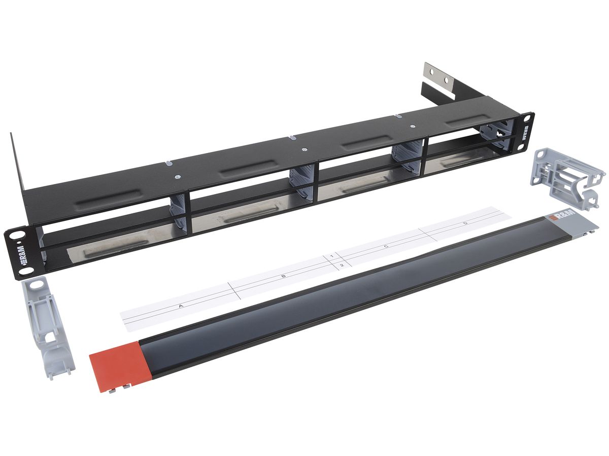 Rangierfeld-Leergehäuse Netscale 48, mit Fronttür-Kit 80mm, 1HE, schwarz