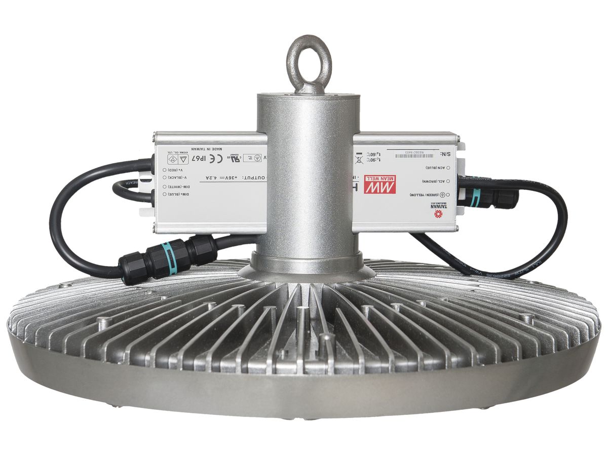 LED-Hallenstrahler DOTLUX LIGHTSHOWER 140W 18900lm 850 IP67 120° Ø405 Silber
