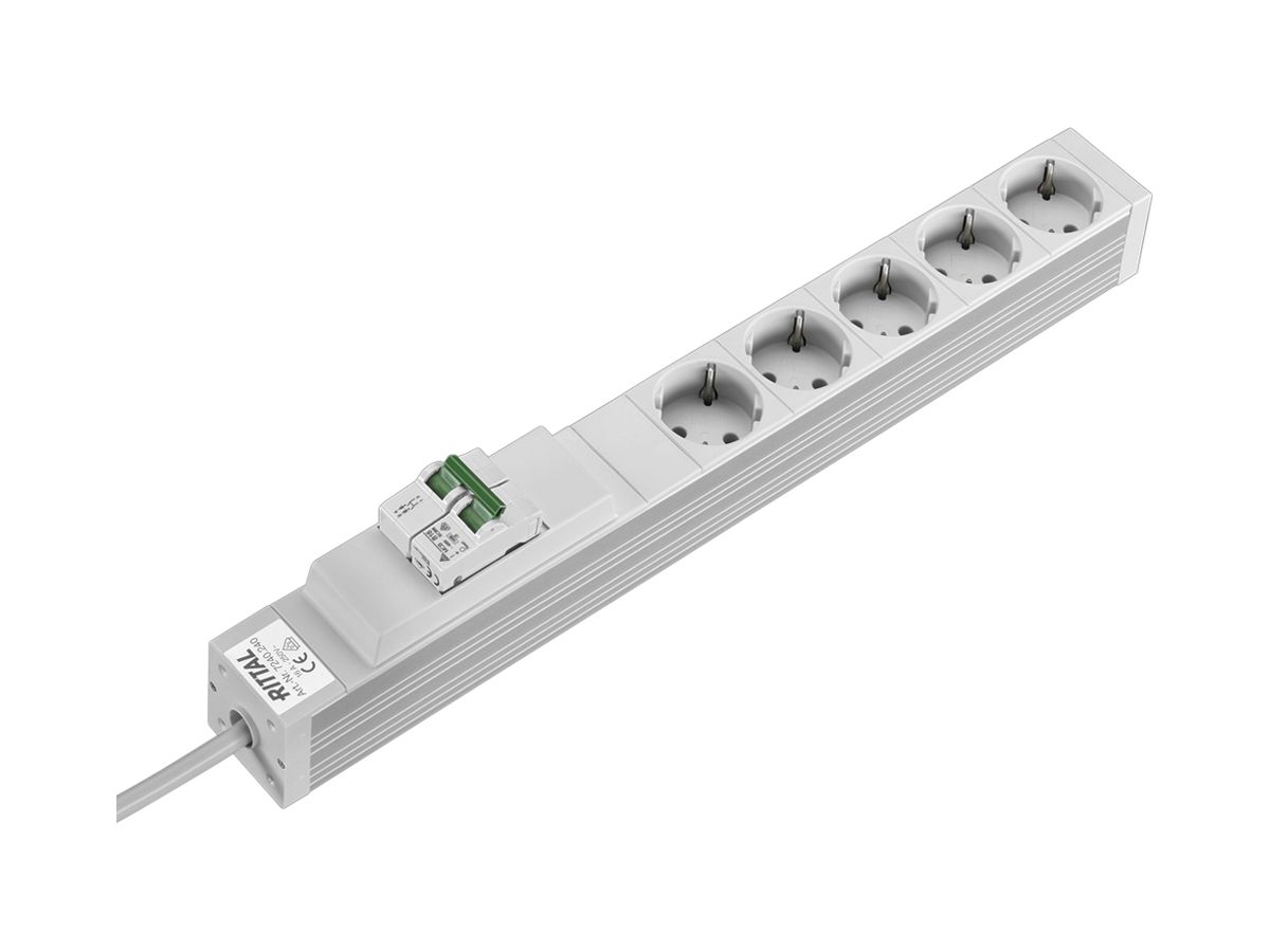 Steckdosenleiste Rittal DK 7240.240 19" 1HE 230VAC/16A 5×SCHUKO Sicherung