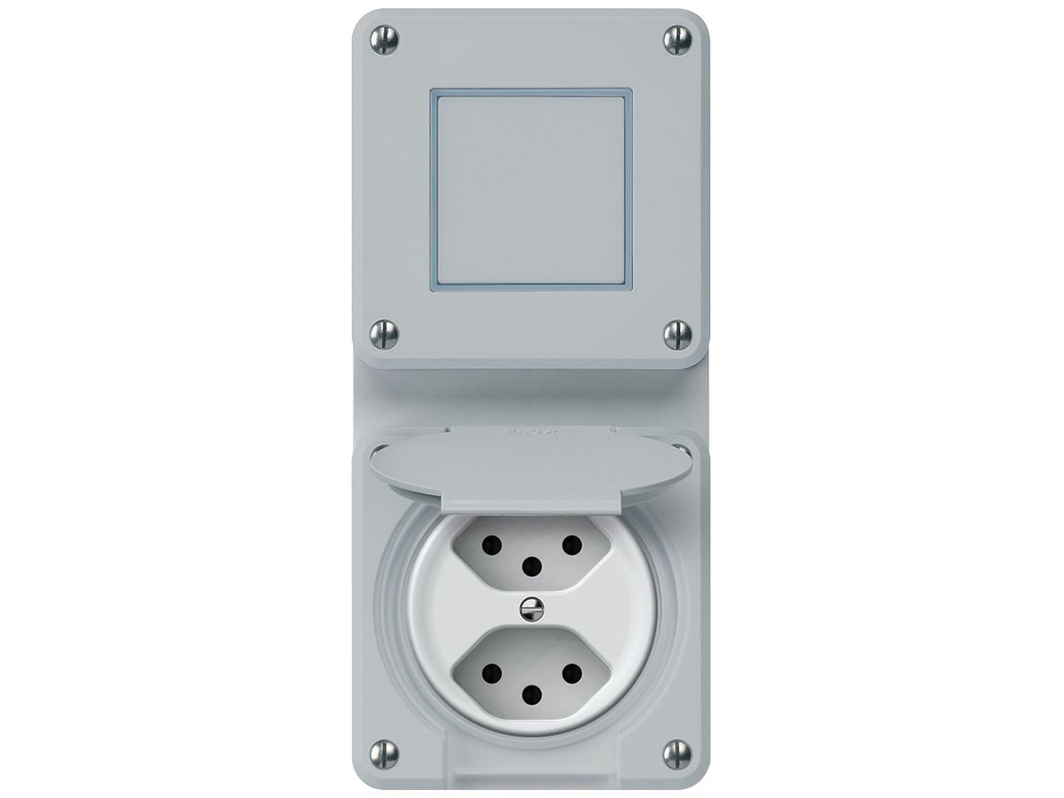 UP-Kombination robusto Wechselschalter Steckdose 2×T13 86×146mm grau