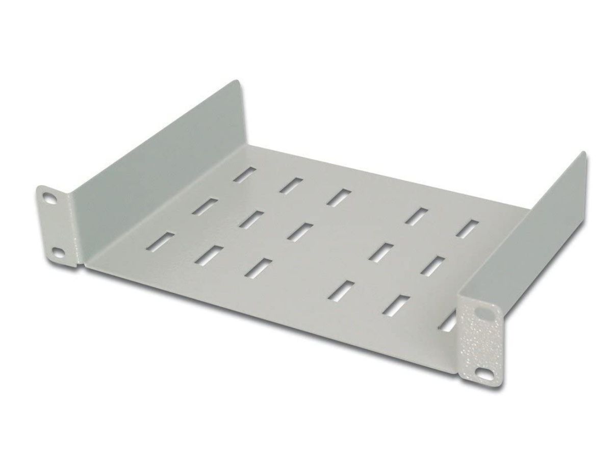 Geräteboden 10' 1HE T=160mm gelocht - Festeinbau, RAL7035