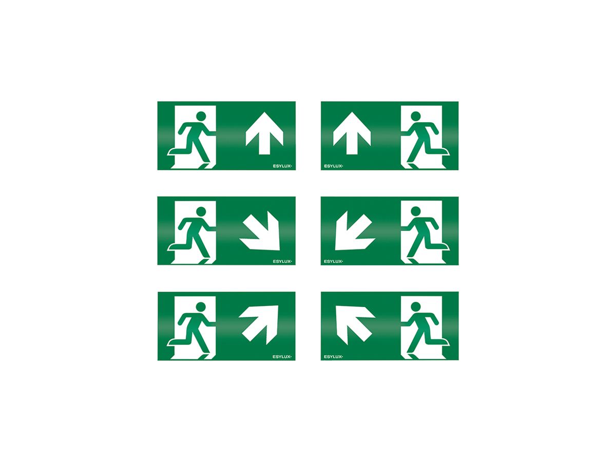 Piktogramm-Satz ESYLUX SLC 25m Pfeil OR/OL/UR/UL/O/O 145×290mm