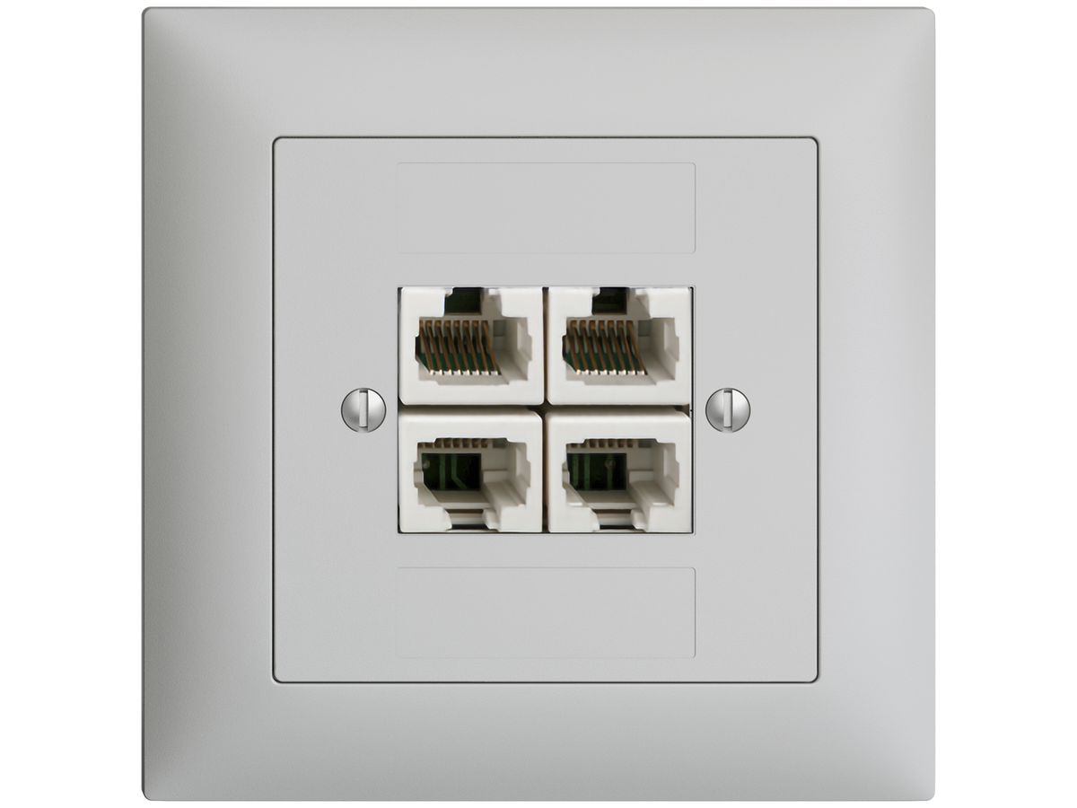 UP-Dose 4×RJ45/u 4P getr. EDIZIOdue hellgrau ITplus