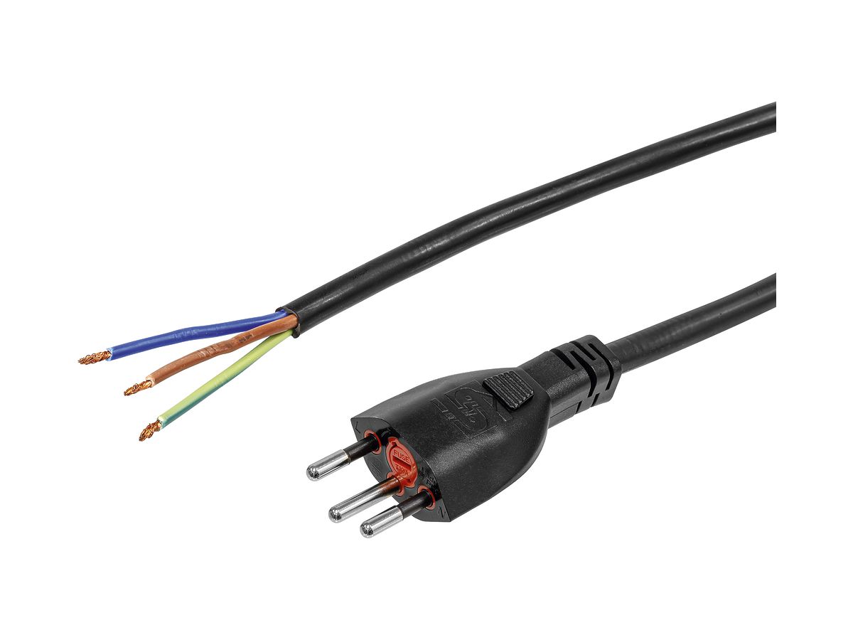 Apparatekabel Steffen Td 3×1.5mm² 3m Stecker T12 mit Feinsicherung schwarz