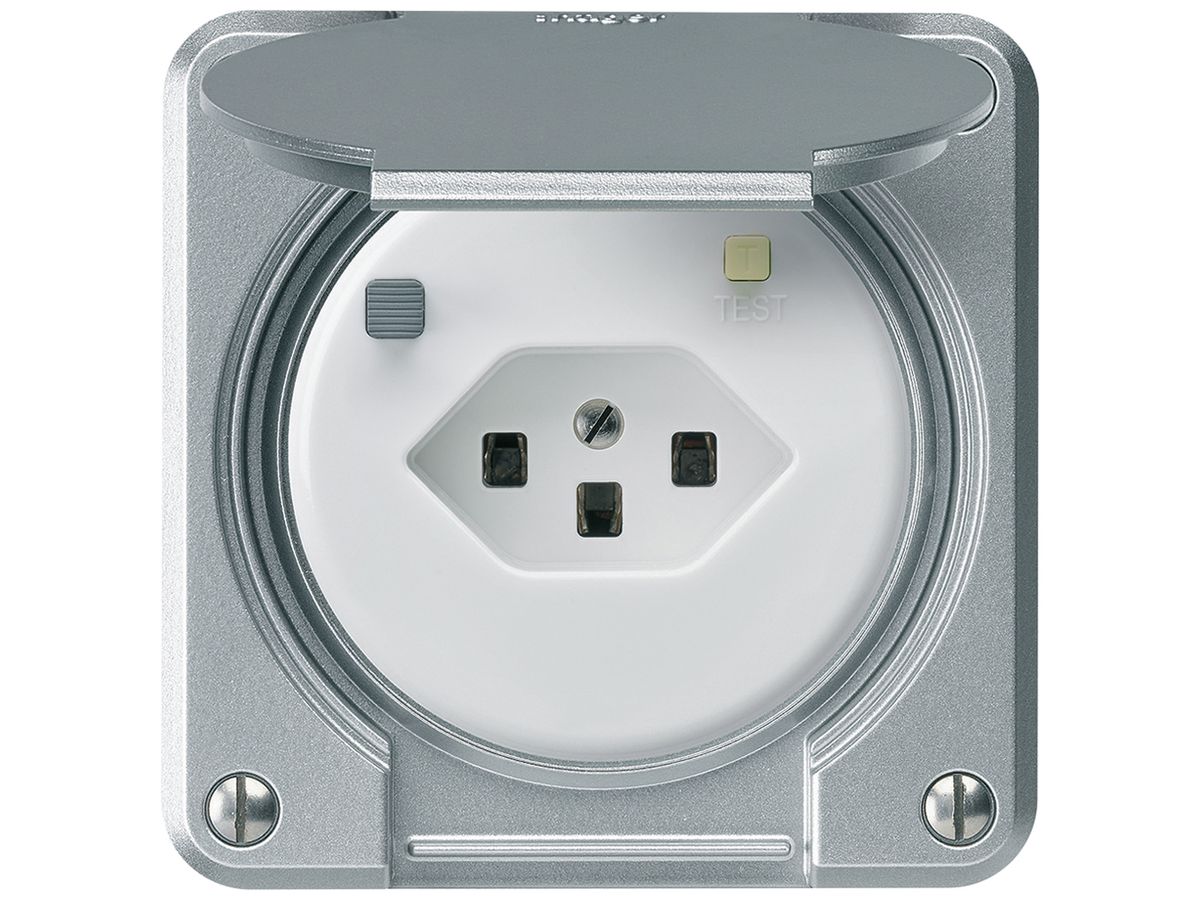 UP-FI-Steckdose robusto C T23 30mA aluminium