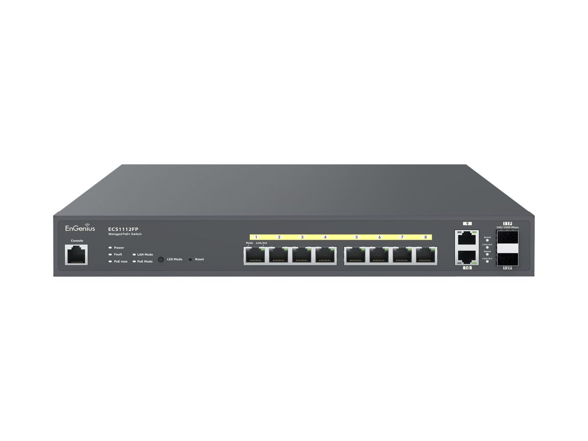 Cloud Switch EnGenius ECS1112FP, managed, PoE+, 10×1000T, 2×SFP, 130W