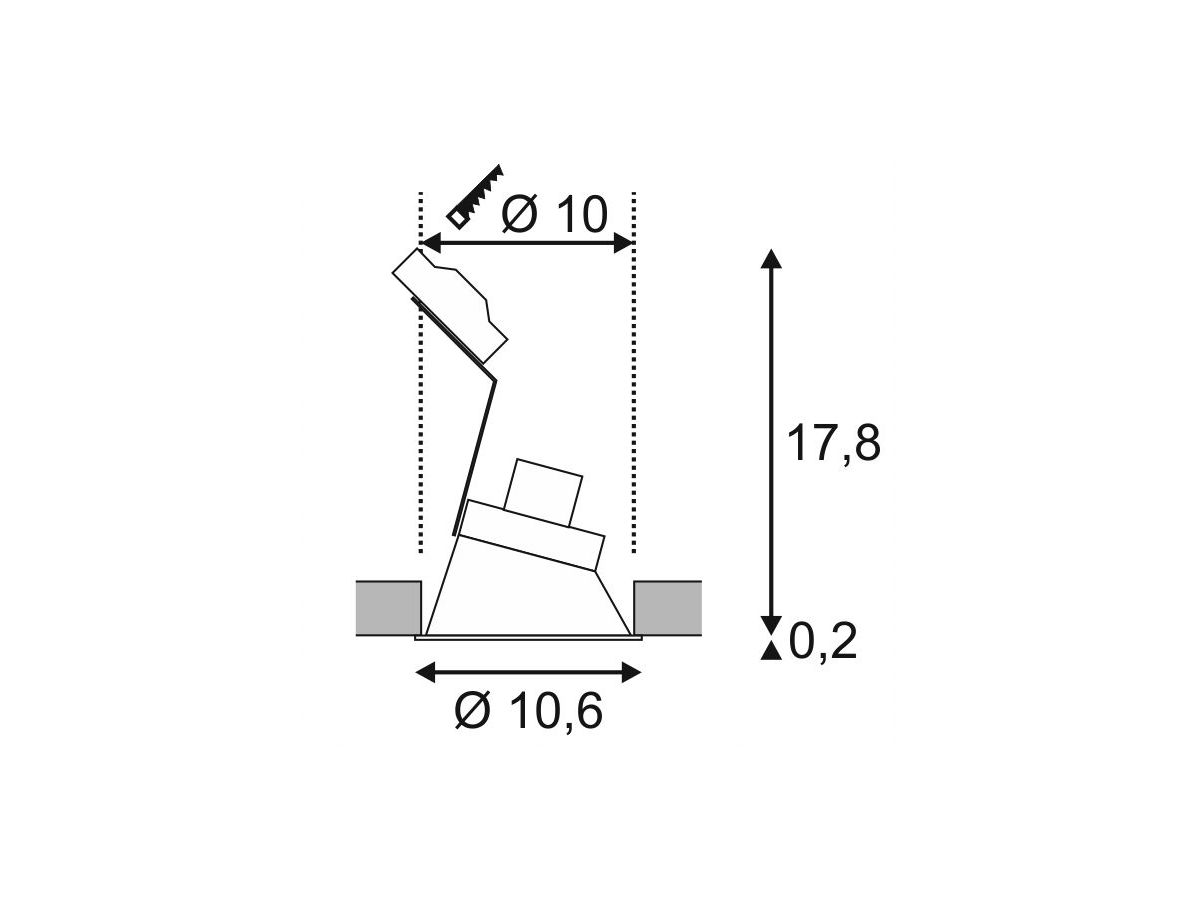 EB-Downlight SLV HORN-A, GU10 50W IP20 mattschwarz