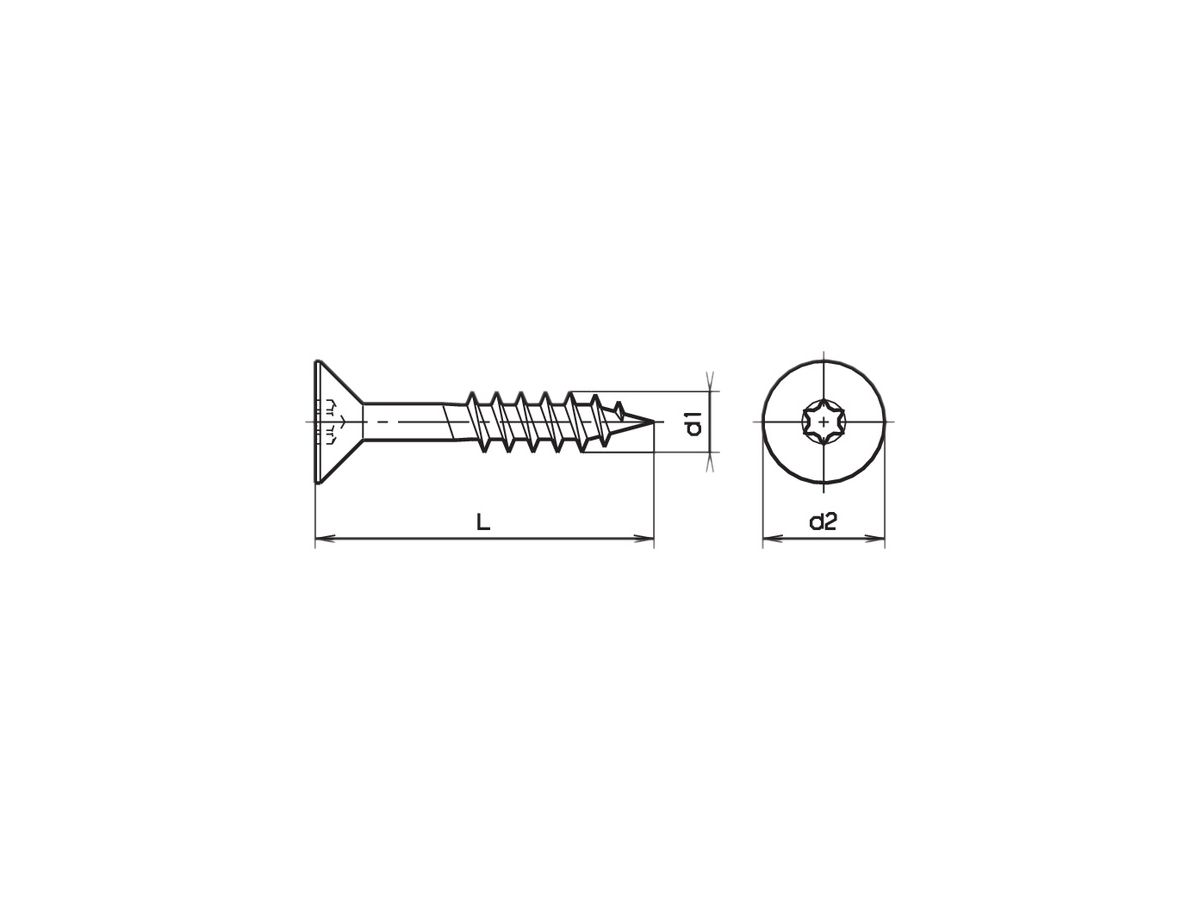 Senkkopf-Spanplattenschraube Torx 4×30mm