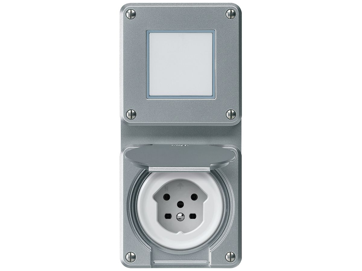 UP-Kombination robusto Wechselschalter Steckdose T15 86×146mm Aluminium