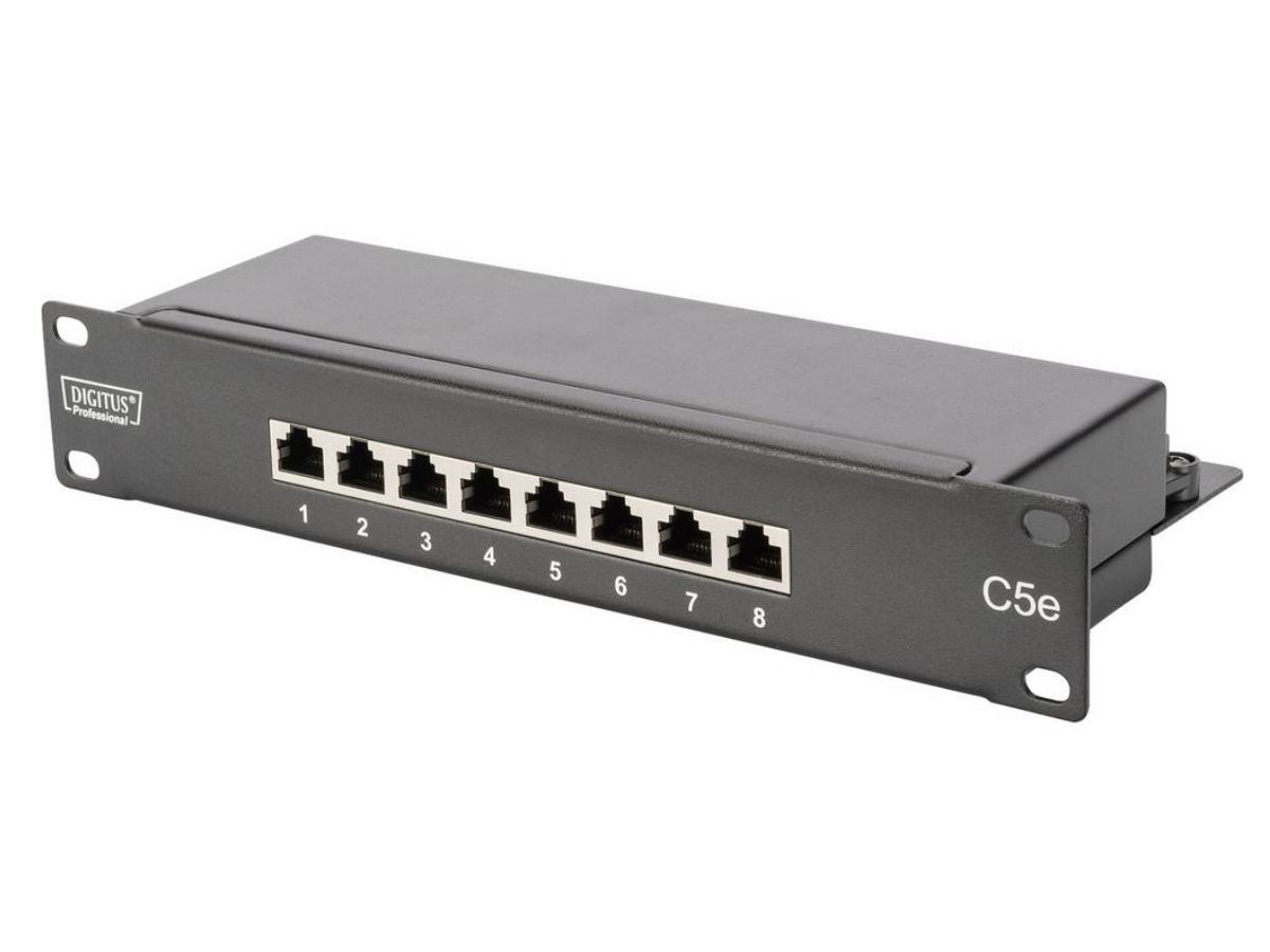 Patchpanel 10' 8-Port Cat5e 1HE sz - 8P8C, Gigabit, AWG22-26, Schneidklmmen