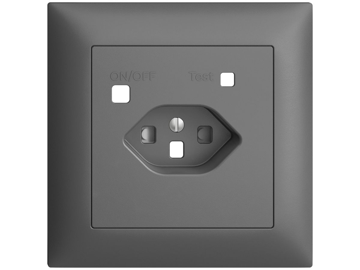 Frontset EDIZIOdue zu FI-Steckdose FMI, T23, shutter, dunkelgrau