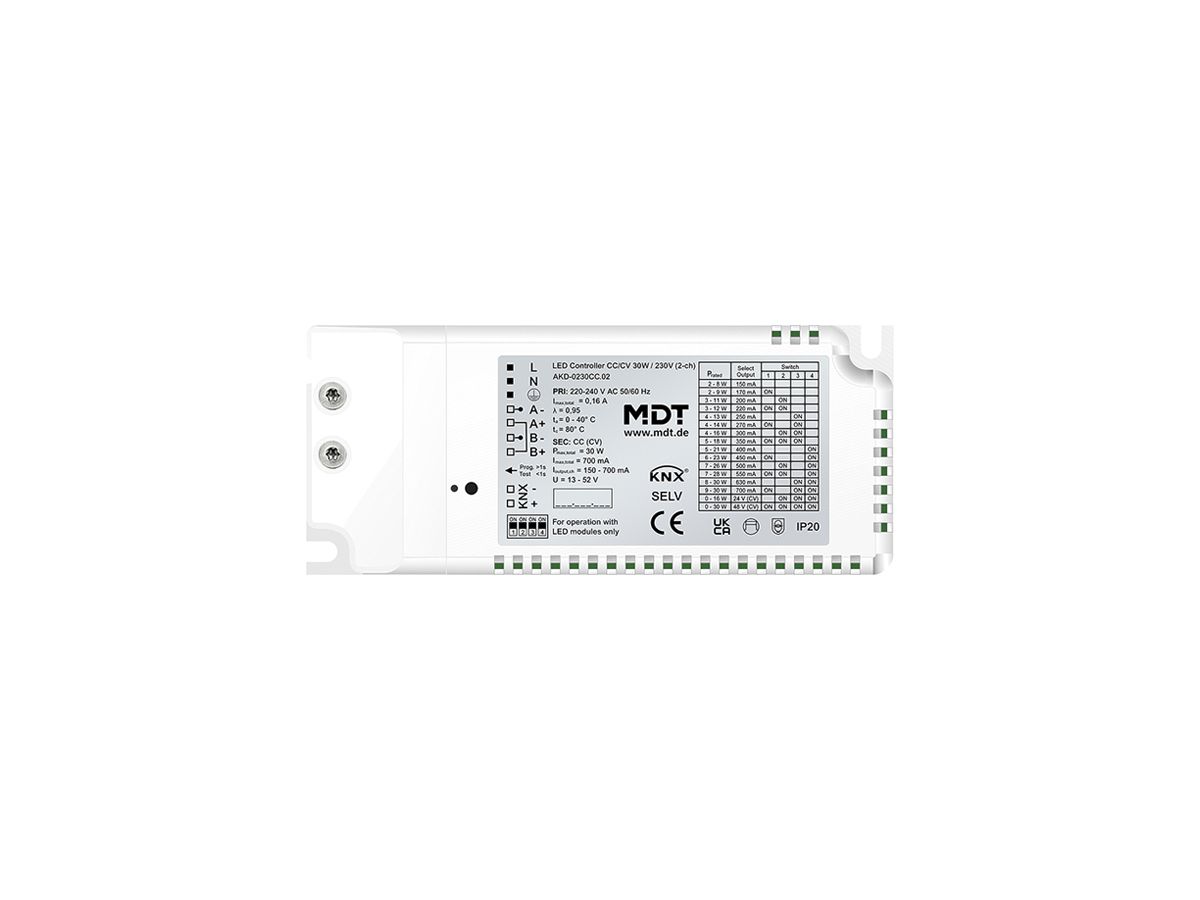 LED-Betriebsgerät KNX MDT AKD-0230CC.02 2-Kan 30W 220…240V