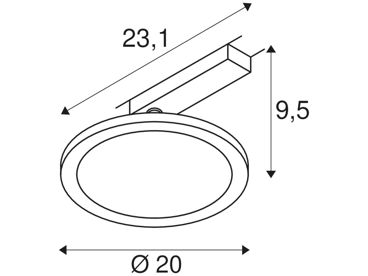 LED-Leuchte SLV PANEL TRACK round 18W 1800lm 3000K 1-Ph.-Adapter schwarz