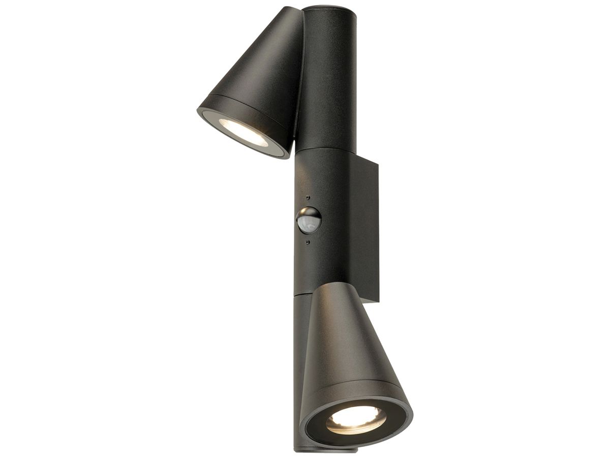 Wandleuchte SLV T-TUBE PIR GU10 2×10W IP44 DIM 433×180mm schwarz