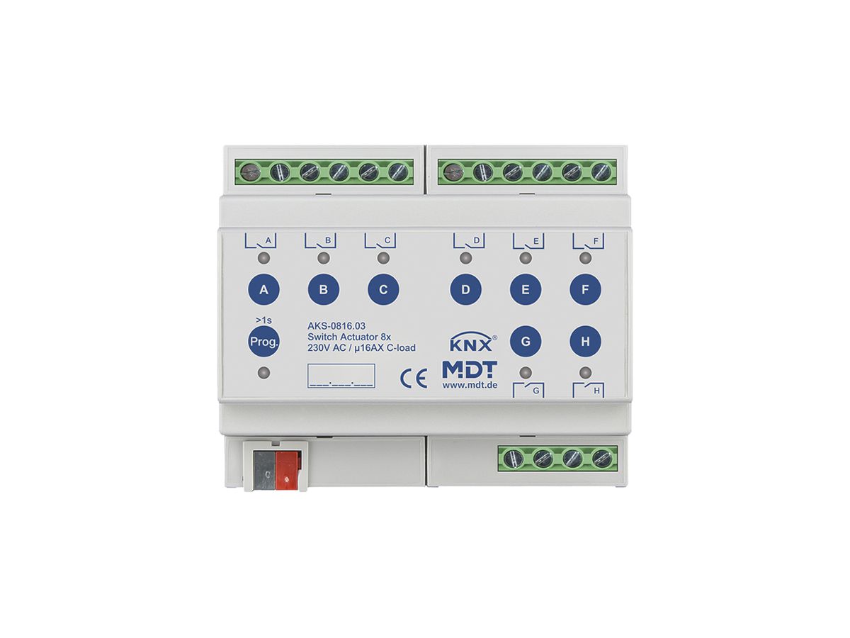 REG-Schaltaktor KNX MDT AKS-0816.03 8-Kan 16A 230VAC 6TE