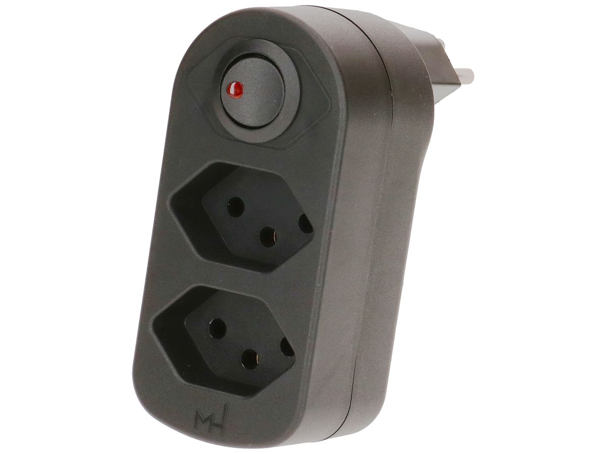 Mehrfach-Stecker MAX HAURI ADAPT SPLIT 10A m.Ein-/Ausschalter 2×T13 sz