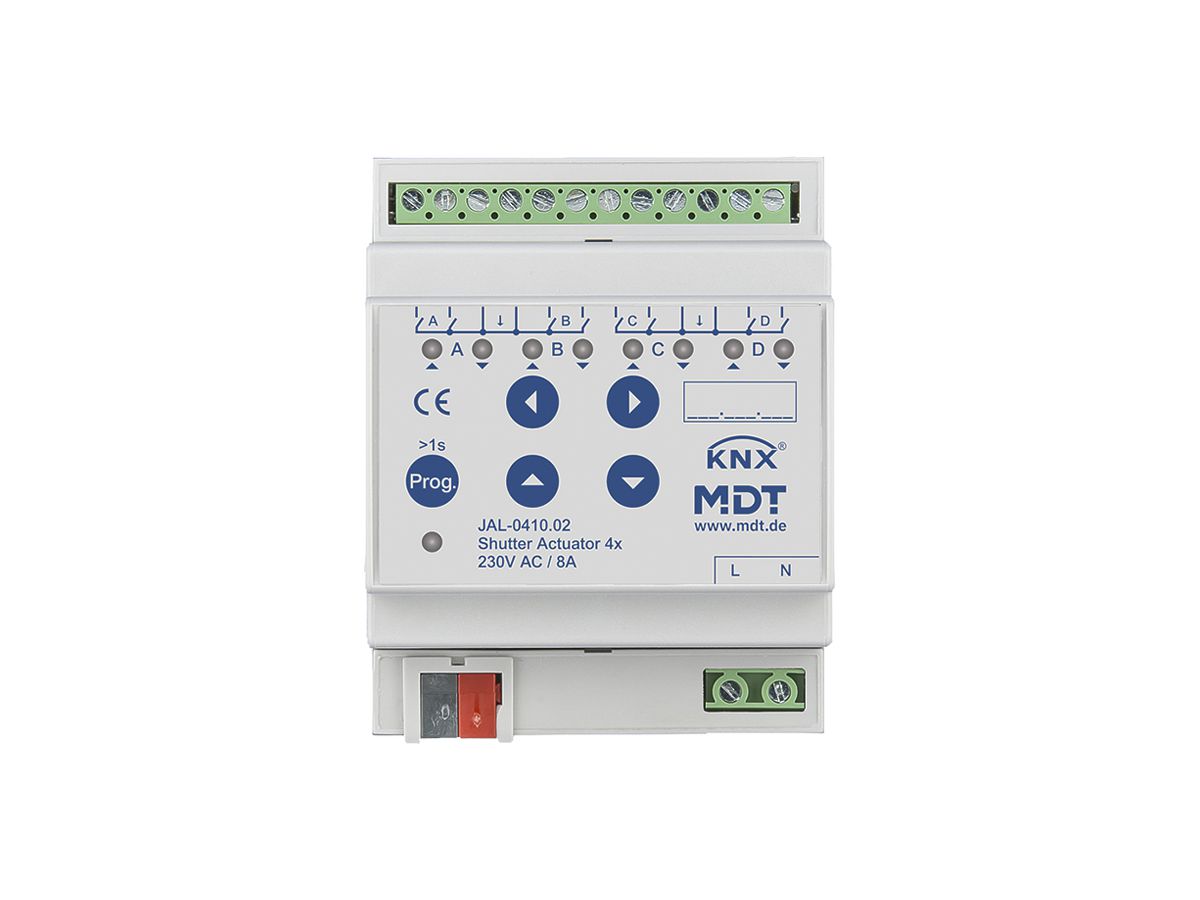 REG-Jalousieaktor KNX MDT JAL-0410.02 4-Kan 8A 300W 230VAC 4TE
