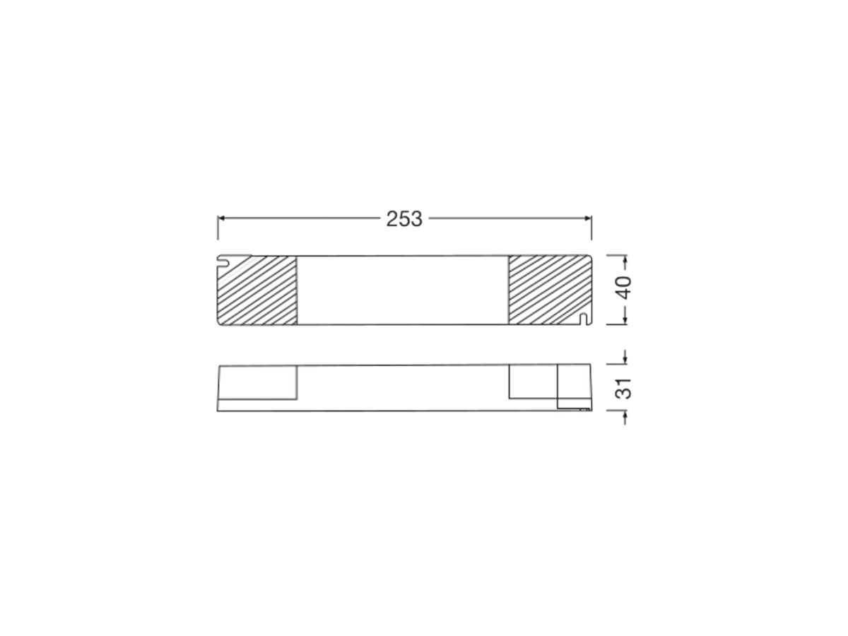 LED-Betriebsgerät LEDVANCE DR P 150W OUT:24V 0…6250mA 253×40×31mm