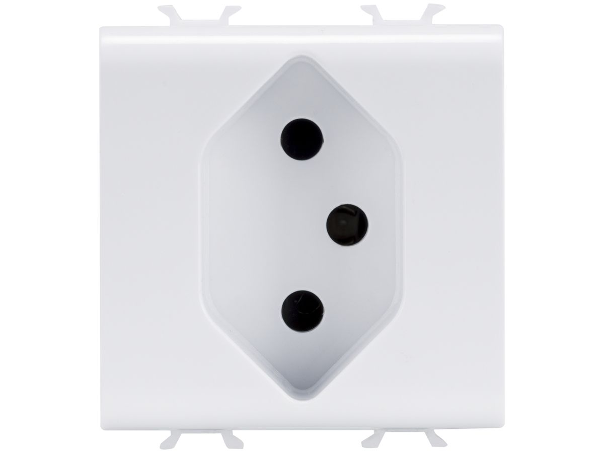 EB-Steckdose GEWISS CHORUS, T13, Schaubklemmen, 44.2×44mm, 2 Module, weiss