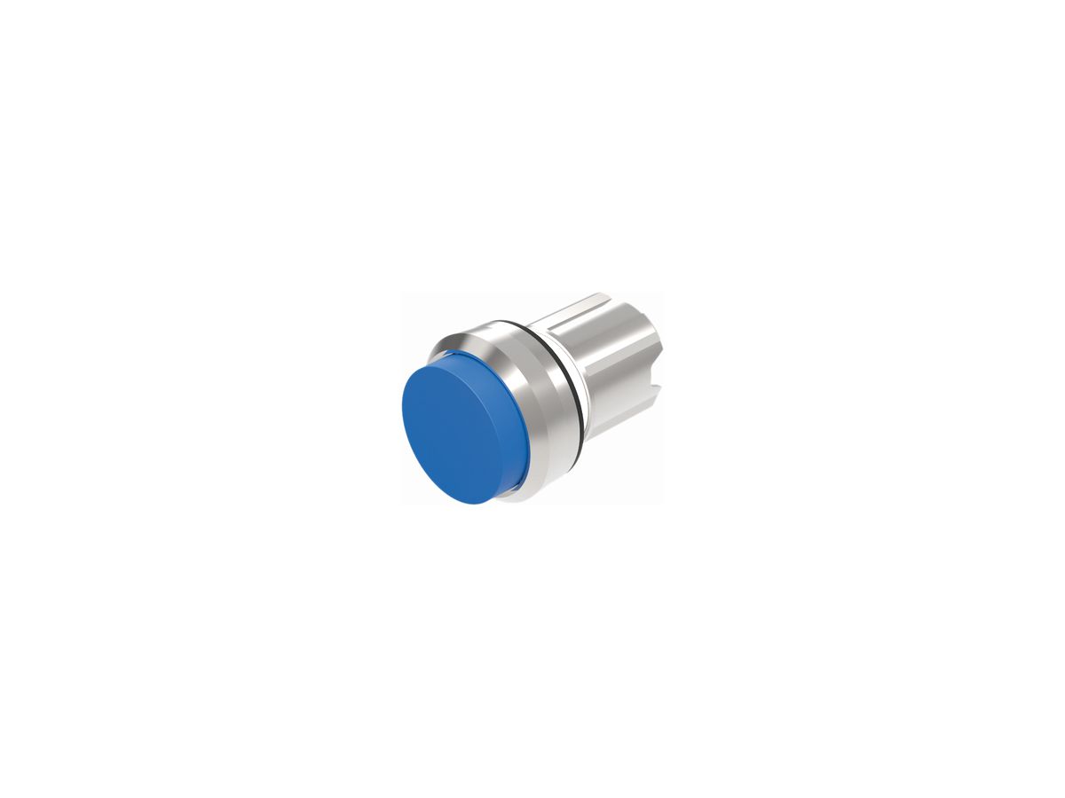 EB-Drucktaster EAO45, I, blau Ring silber erhaben