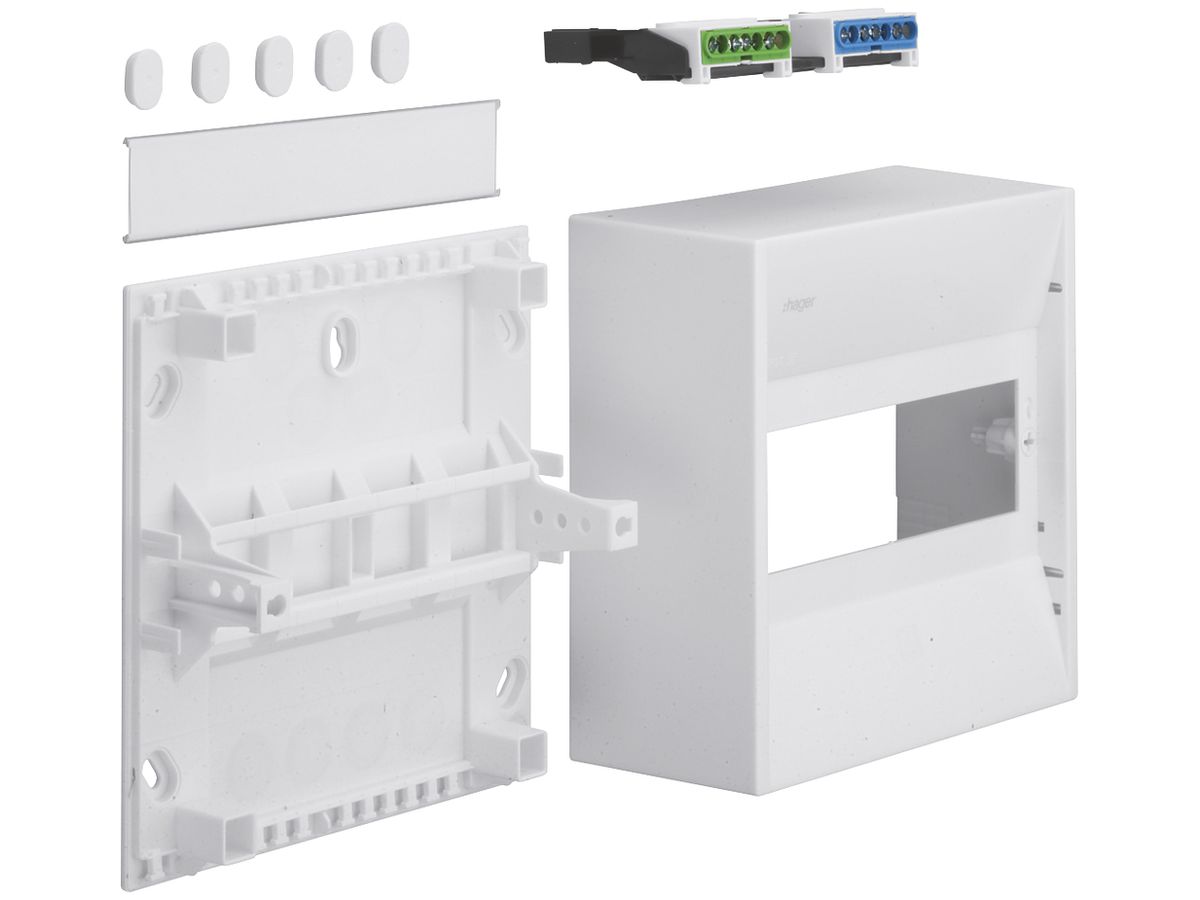 AP-Verteiler Hager mini gamma 1-reihig 8TE IP30 182×180×82mm