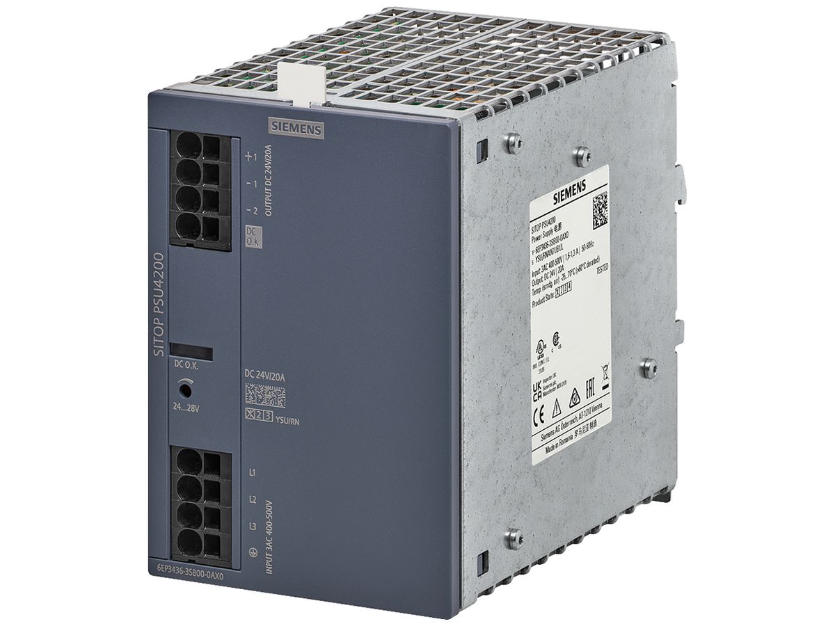 Stromversorgung Siemens SITOP PSU4200 IN: 400/500VAC OUT: 24VDC/20A 480W