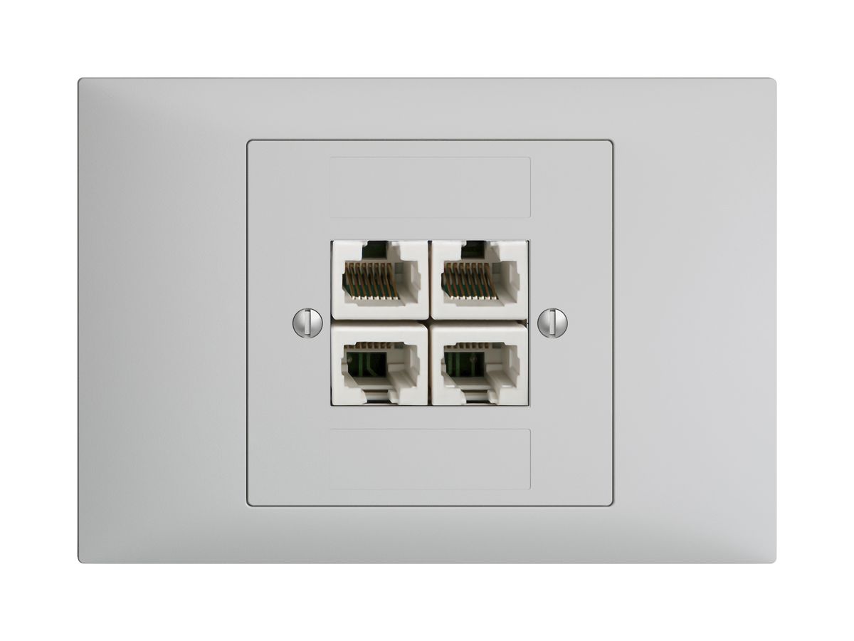 EB-Dose 4×RJ45/u 4P getr. EDIZIOdue hellgrau ITplus