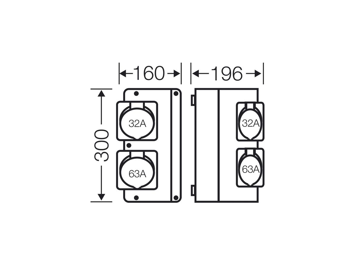 Connection Box Hensel Mi, CEE 32A, + CEE 63A, 5 P, 400V, 6h
