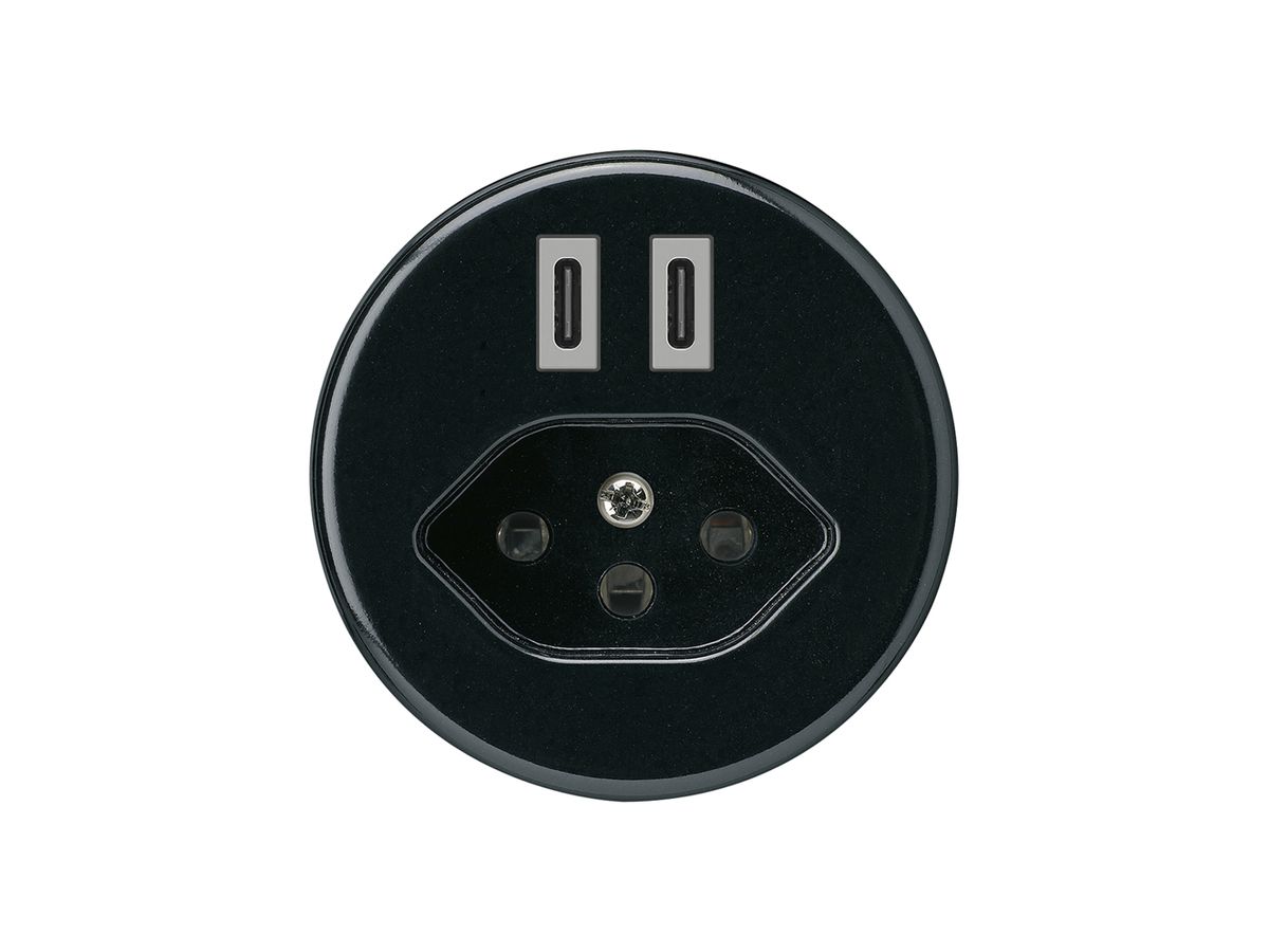 USB-Ladesteckdose Hager basico C-C 20W+T13 5V schwarz
