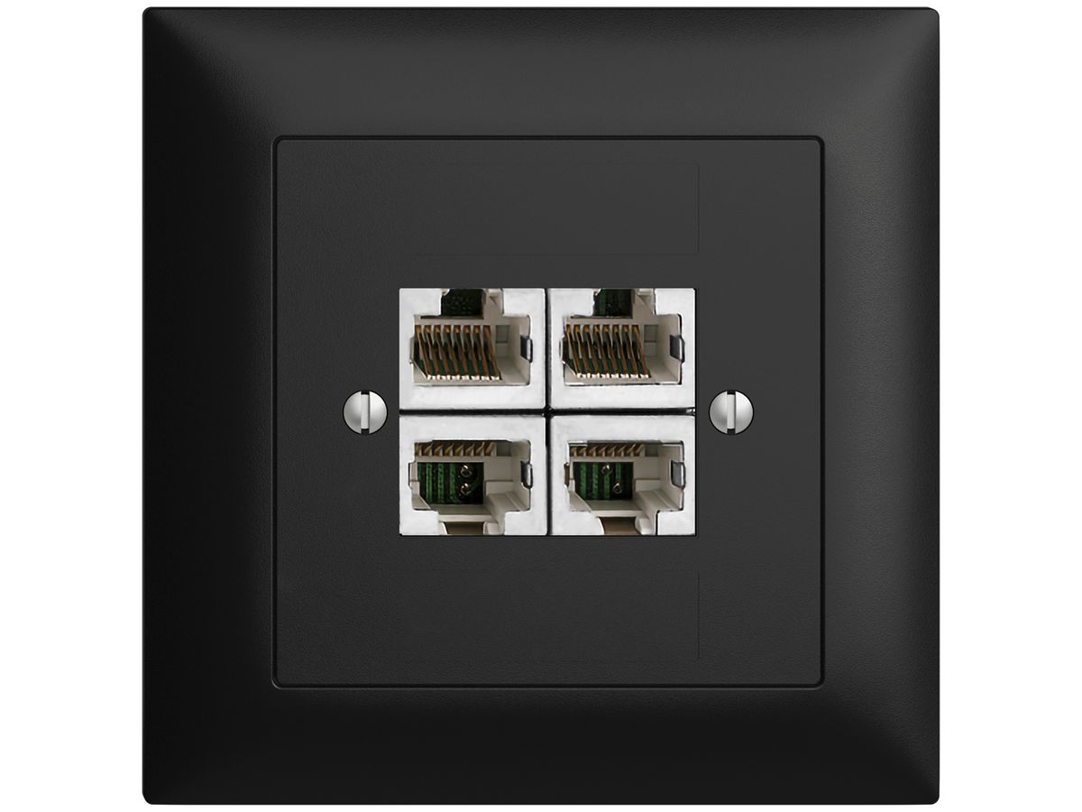 UP-Dose 4×RJ45/s 4P getr. EDIZIOdue schwarz ITplus