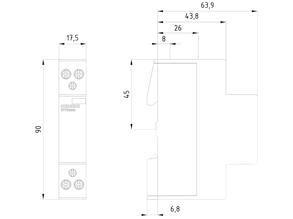 REG-Schütz Siemens SENTRON INSTA 5TT5 220…230V AC/DC 2NO 20A 230V 1TE