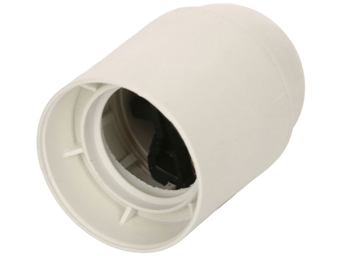Fassung E27 Kunststoff M10×1 weiss mit Glattmantel