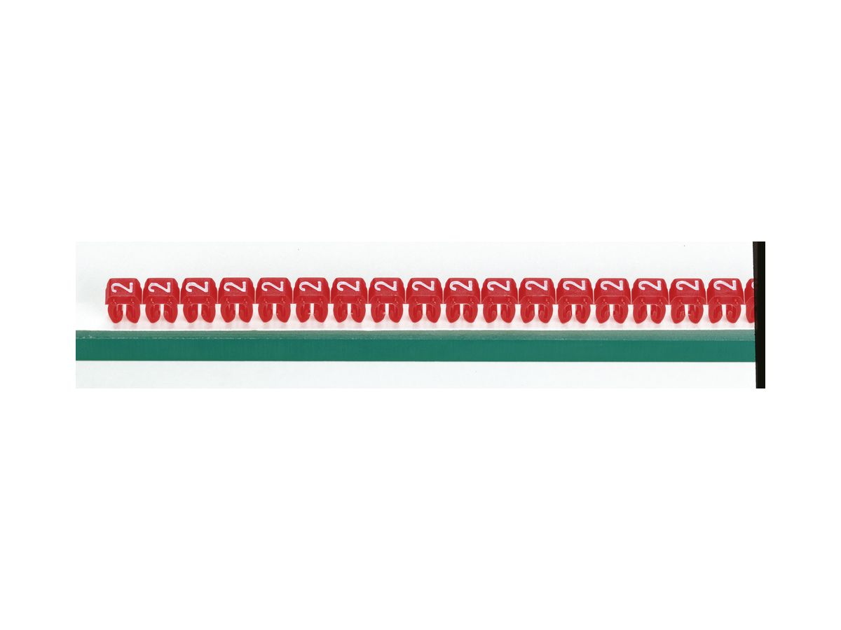 Kennzeichnungsring Legrand CAB 3, für 0.5…1.5mm² Aufdruck: '2', rot