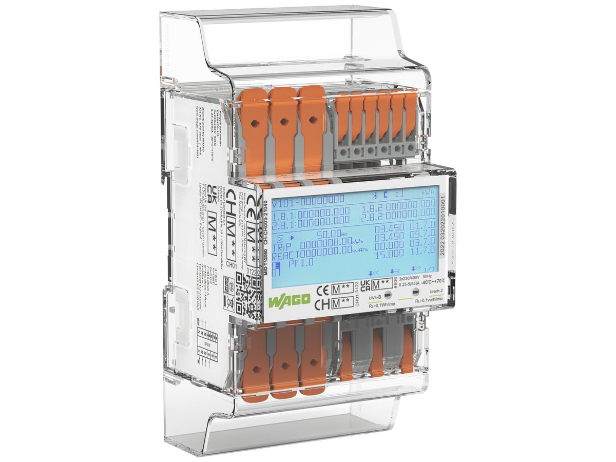 Energieverbrauchszähler WAGO 3×230/400V MID METAS Modbus M-Bus 4PS