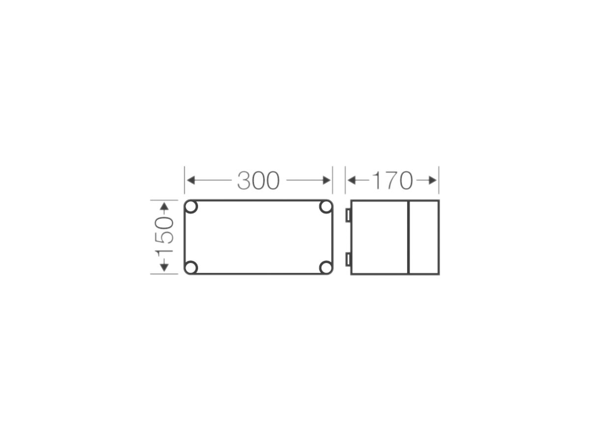 Apparategehäuse Hensel K 0100 grau leer mit transparenter Deckel 300×150×170mm
