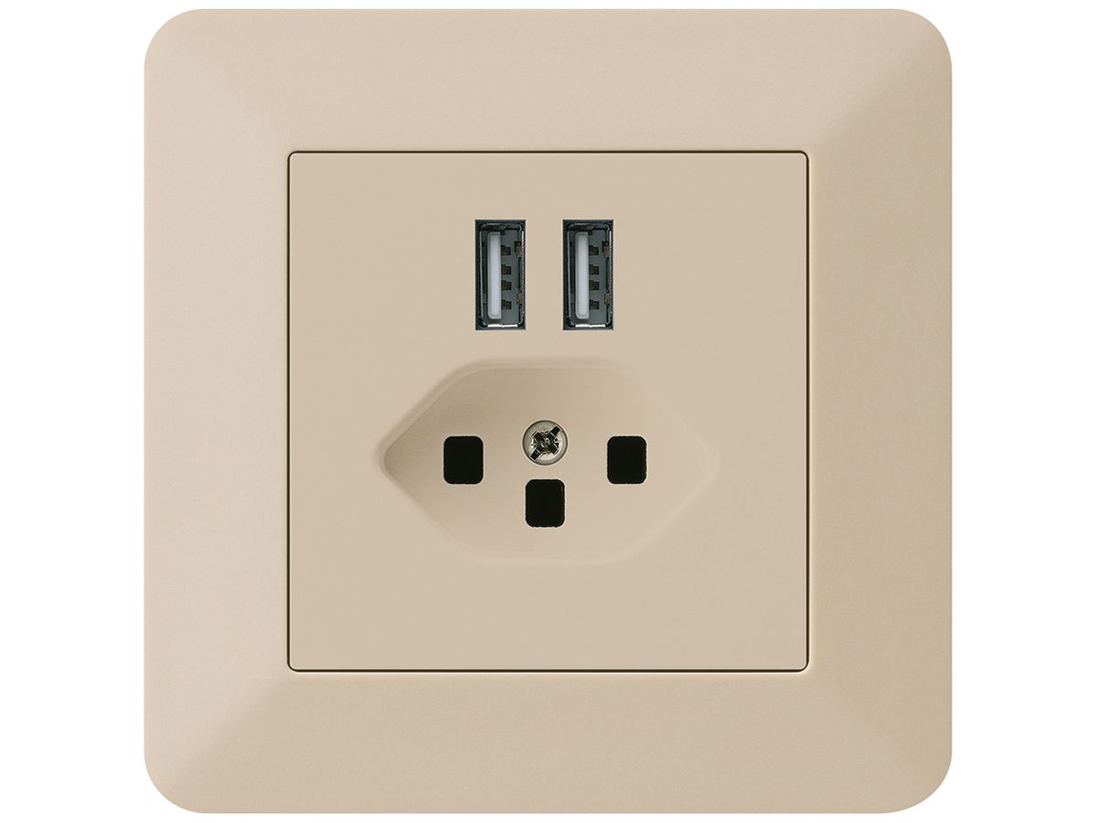 UP-Steckdose 2×USB & T23 kallysto.trend 2400mA beige