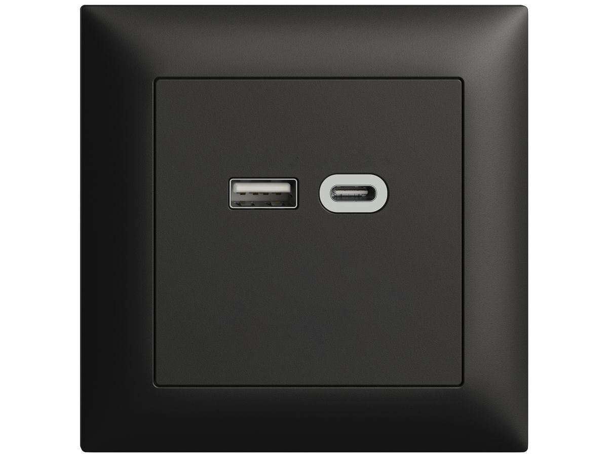 UP-Steckdose USB 18W Typ A + Typ C Feller EDIZIOdue FMI 230V 3600mA schwarz