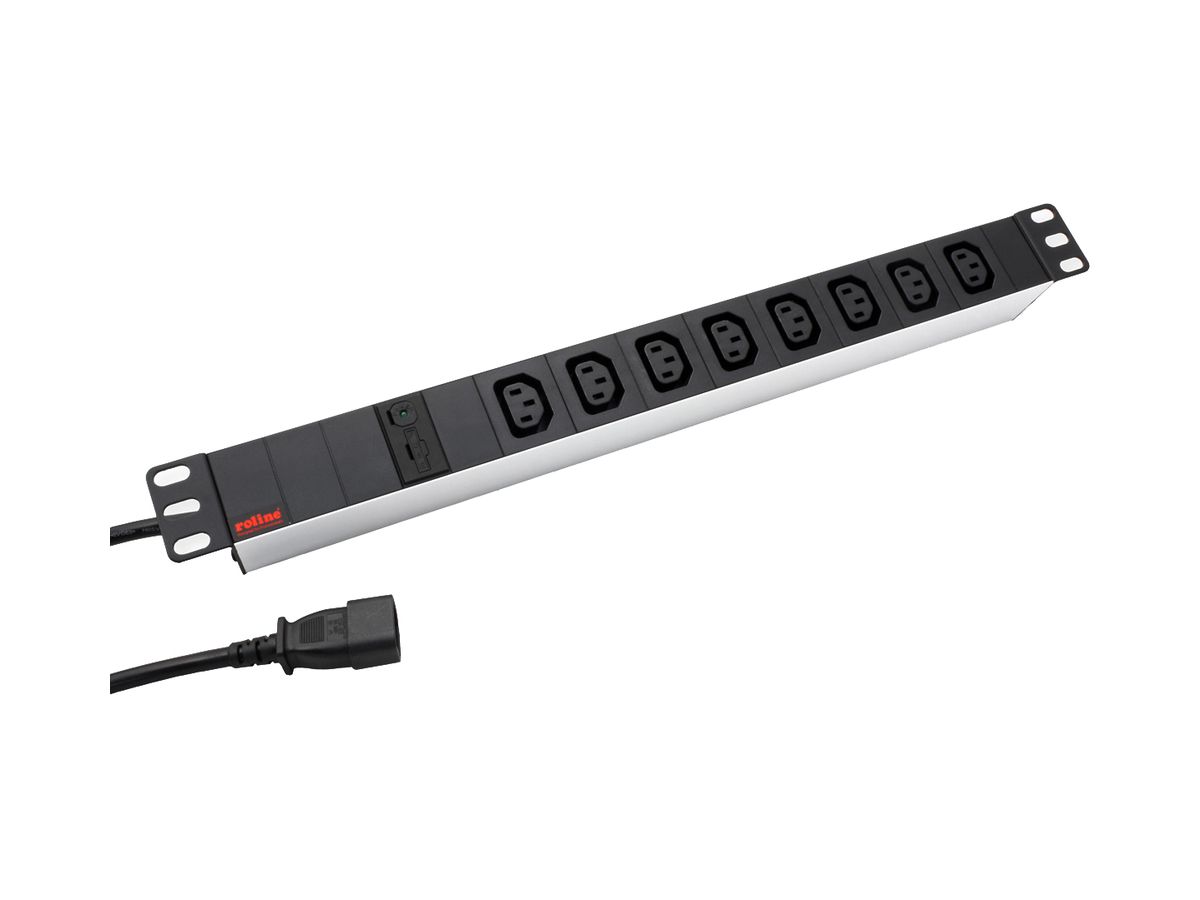 Steckdosenleiste 19" ROLINE 8×C13 + Stecker C14