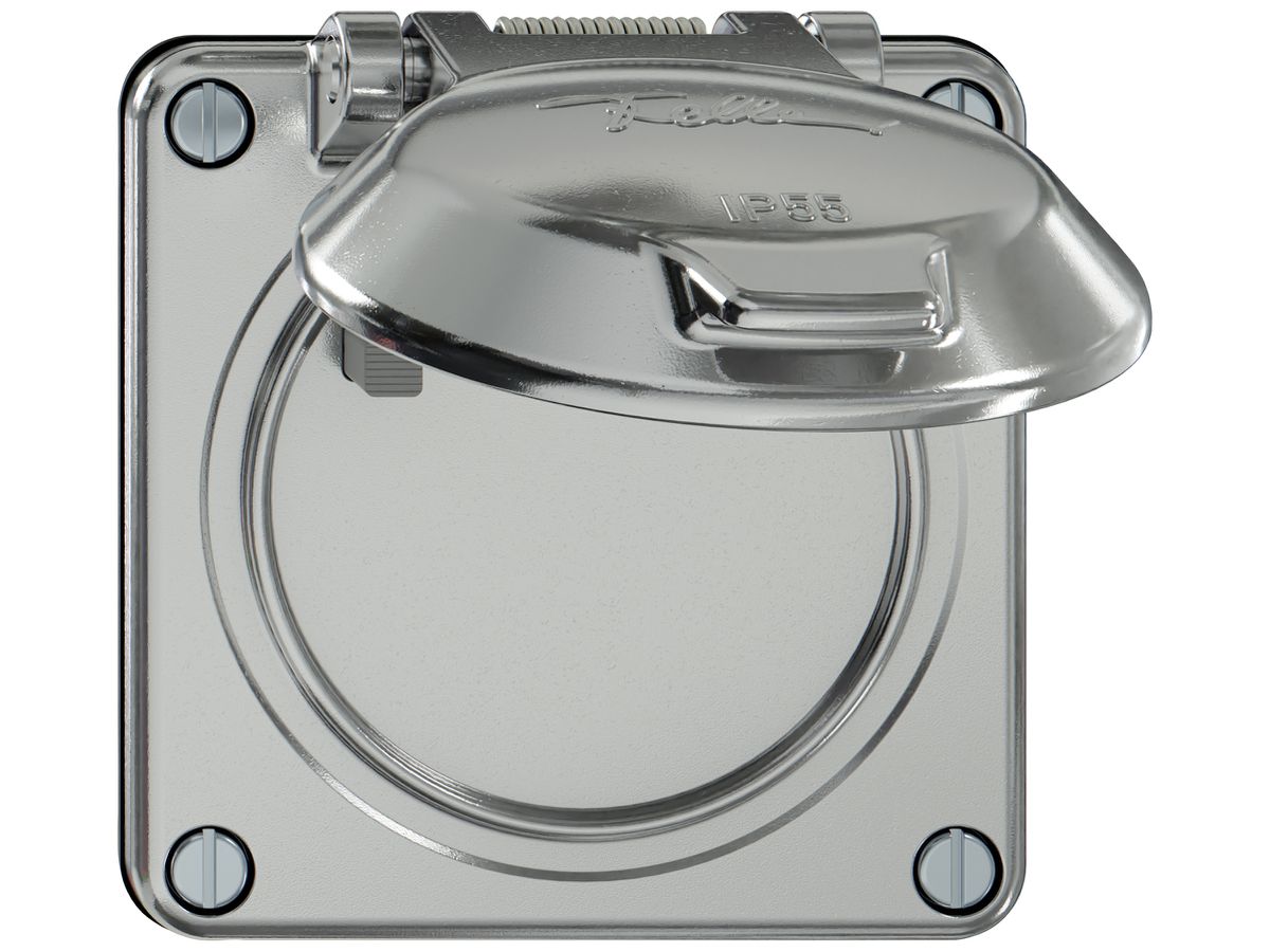 Steckdose FI ELEMENT 1×Typ 23 30mA 16A 250V IP55 mit Klappdeckel aluminium