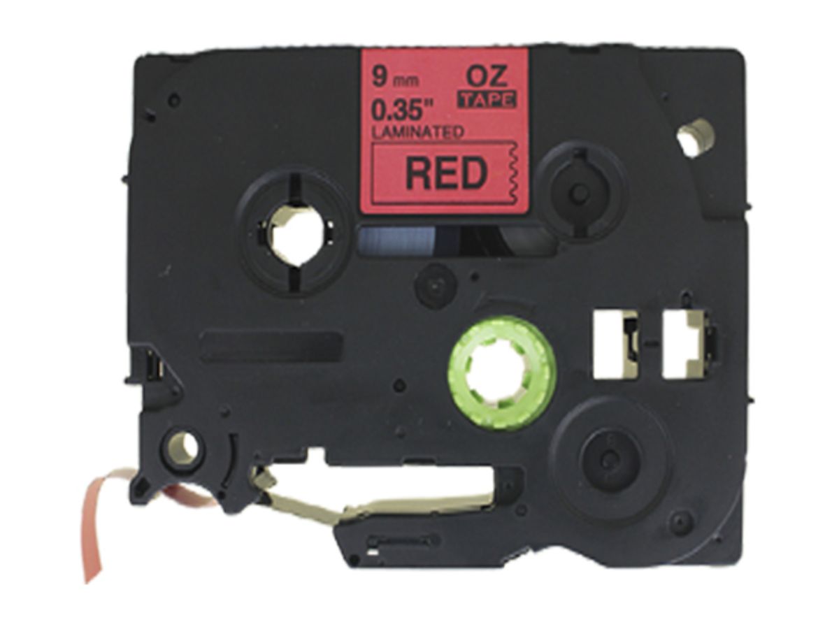 Schriftbandkassette kompatibel zu OZE-421, 9mm×8m, rot-schwarz