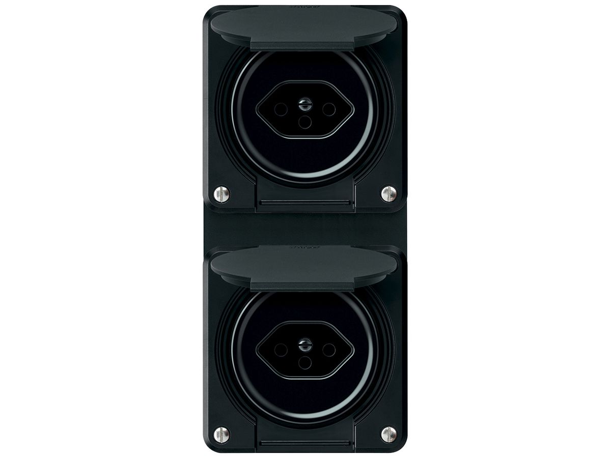 UP-Kombination robusto 2×Steckdose T13 86×146mm schwarz