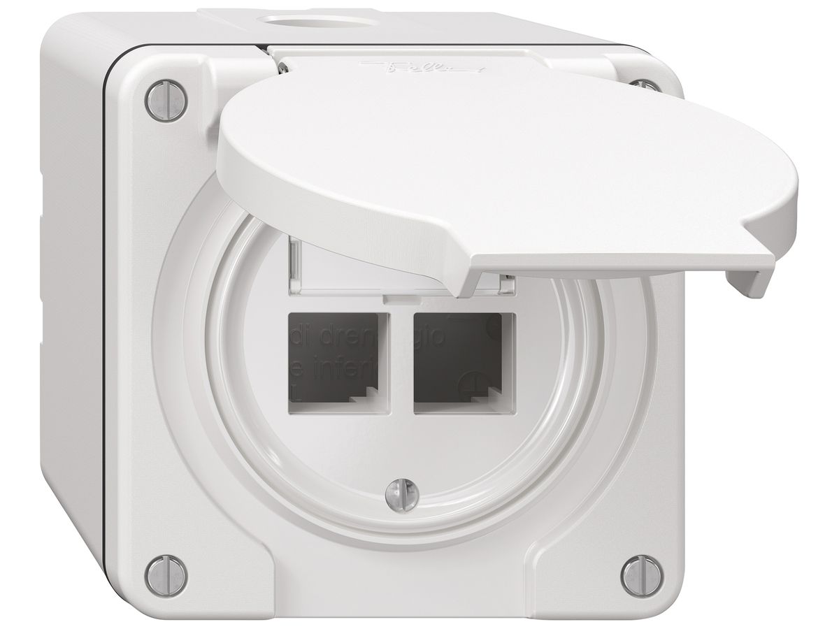 AP-Montageset NEVO EASYNET S-One SNAPFIX® für 2 Buchsen 87×87mm ws
